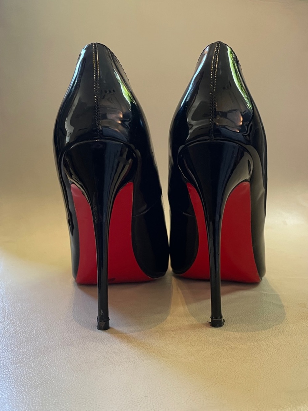 PrettyLittleThing Black Patent Stiletto Heels with Red Soles